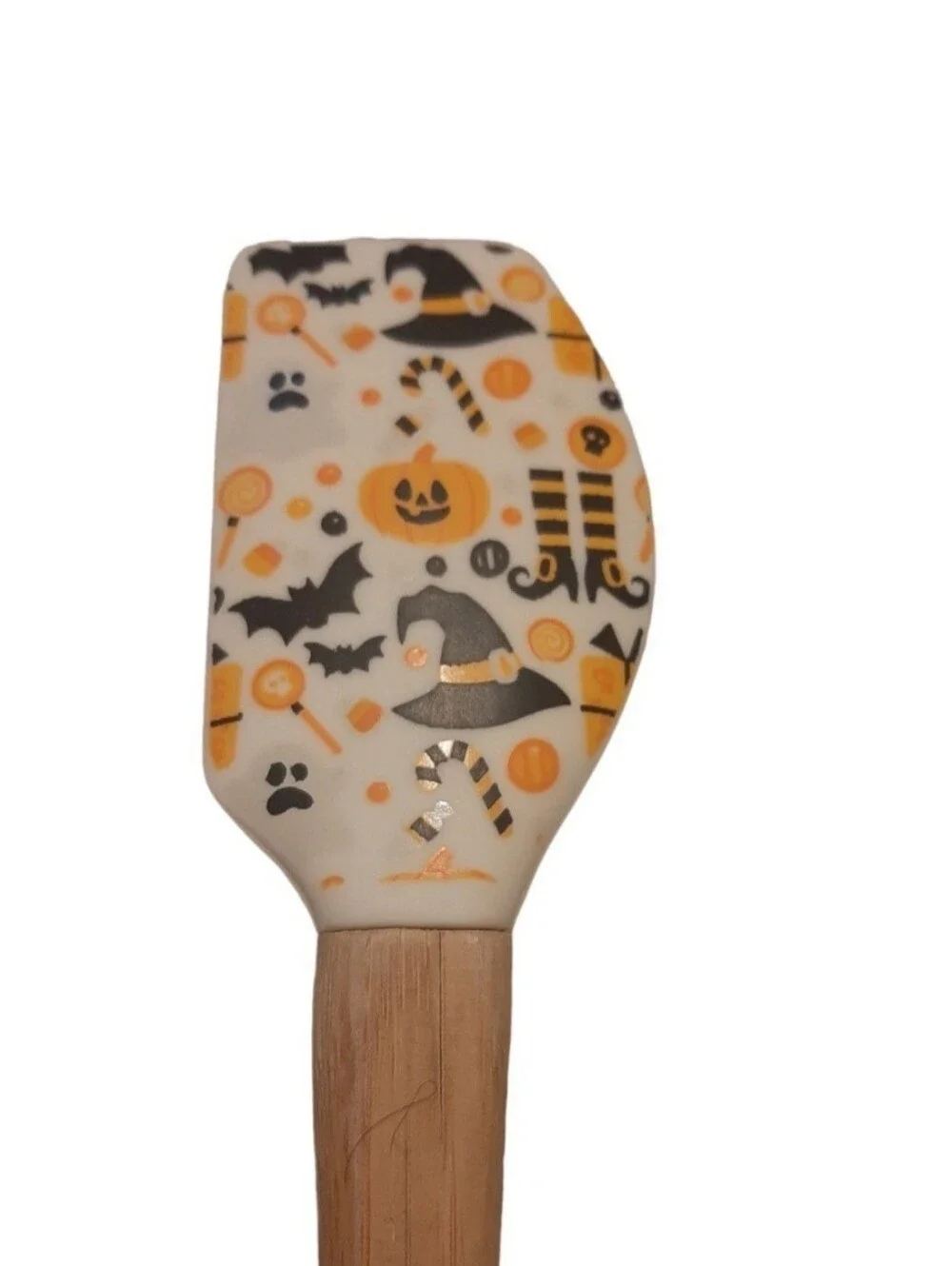 Halloween Spatula Wood Rubber Witch Bat Pumpkin Baking Kitchen Utensil